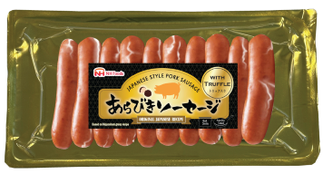 NH Foods UK Japanese Style Pork Sausage with Truffle packaging, featuring premium Arabiki sausages made with an original recipe.