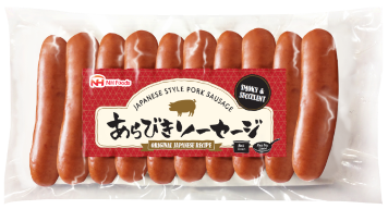 NHフーズの日本式あらびきポークソーセージ（オリジナルレシピ）の商品パッケージ画像。シャウエッセンと同じレシピ
